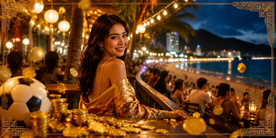 Cảnh chợ đêm Nha Trang với người dùng theo dõi kết quả cá cược thể thao trên điện thoại
